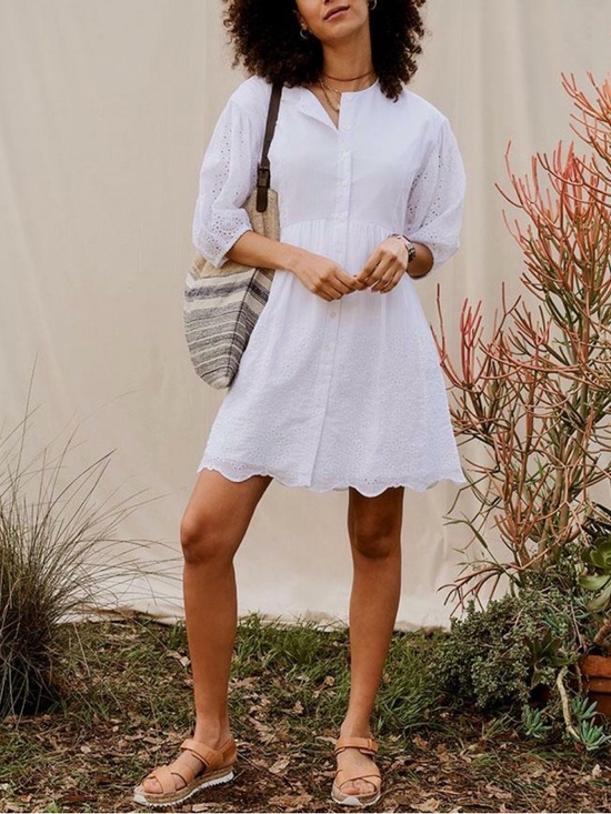 Good Hart Dresses & Skirts - NWT Good Hart White Eyelet Montrose Mini Dress XXL Scalloped Hem Cotton Bridal